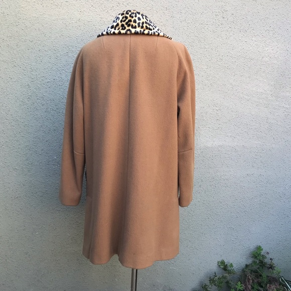 Vintage Wool Coat with Faux Leopard Trim - Picture 3 of 9